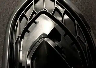a close up of a black object
