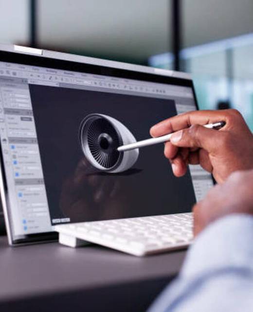 Engineer Using 3D CAD Software On PC