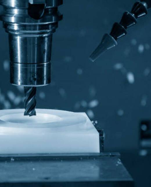 The  CNC milling machine cutting the nylon 6 material part with flat end mill tool. The nylon alloy wheel parts cutting process by machining center with square end mill.